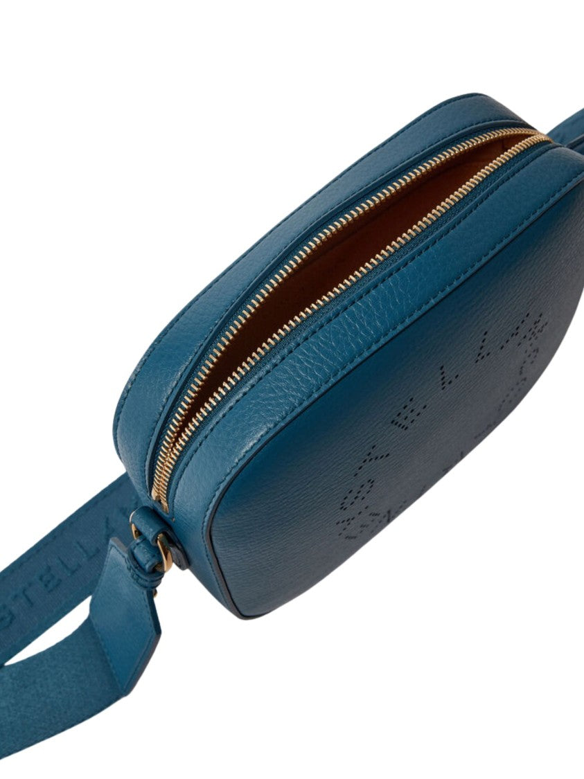 Stella Mccartney Blue Branded Fabric Strap Faux Leather Camera Bag