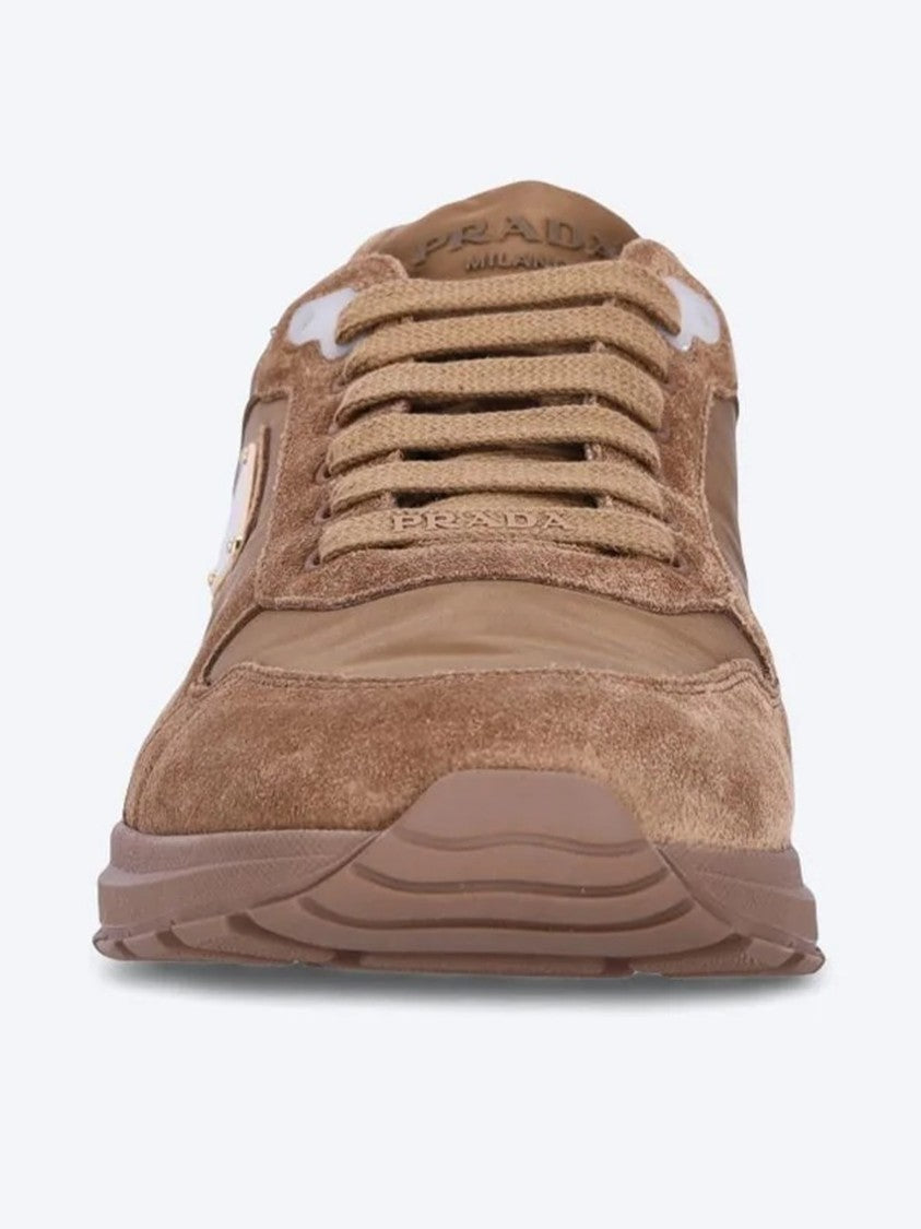 Prada Earthy Brown Prax 2.0 Nylon/Suede Sneakers