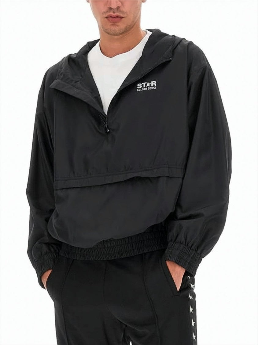 Golden Goose Hooded Pullover With Half-Zip And Logo Detail