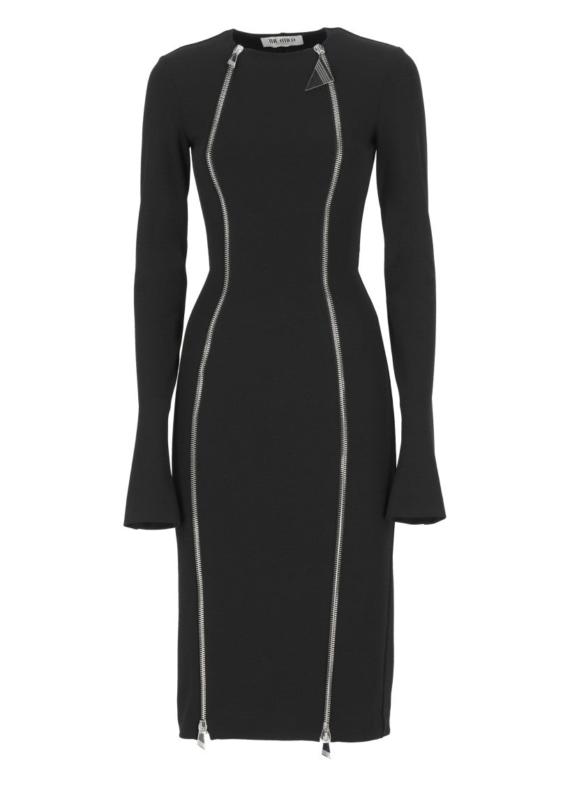 The Attico Fitted Black Dress With Front Zip Detailing