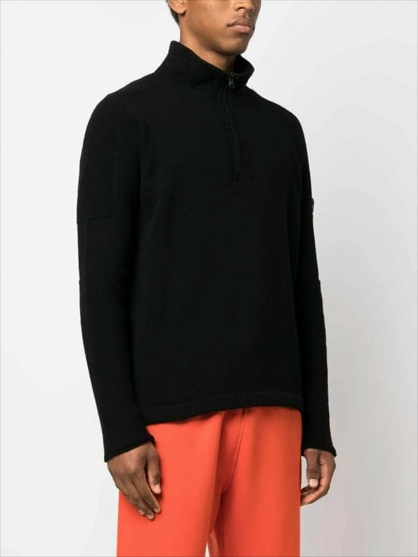 Stone Island Half-Zip High Collar Black Sweater