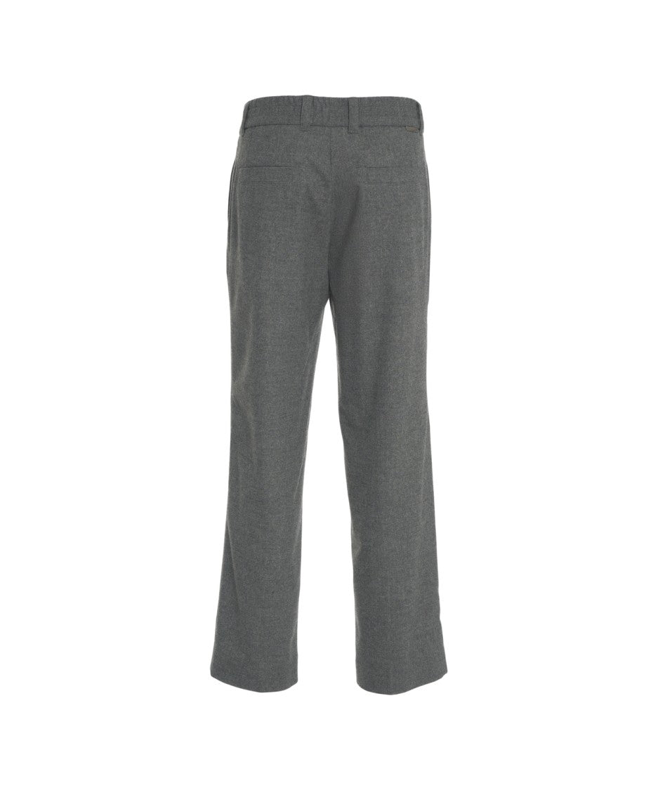 Paolo Pecora Straight Leg Medium Grey Chino Trousers With Tailored Fit