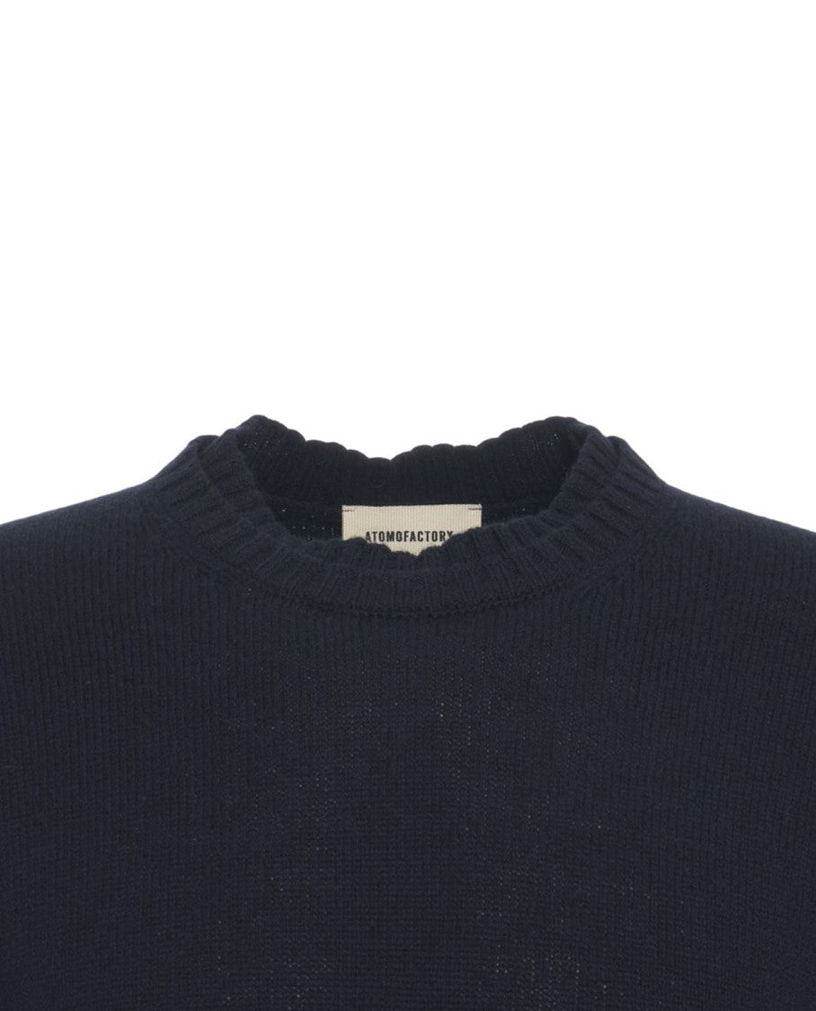 Atomo Factory Timeless Knit Sweater With Crew Neckline And Ribbed Details