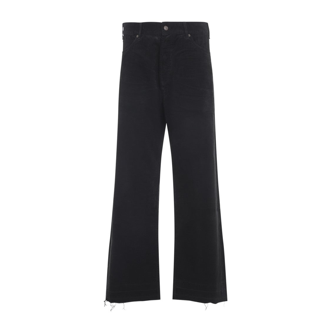 Celine Low-Rise Straight Leg Jeans In Black Cotton Corduroy