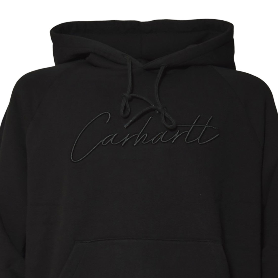 Carhartt Wip Hooded Black Sweatshirt With Ribbon Drawstring And Kangaroo Pocket