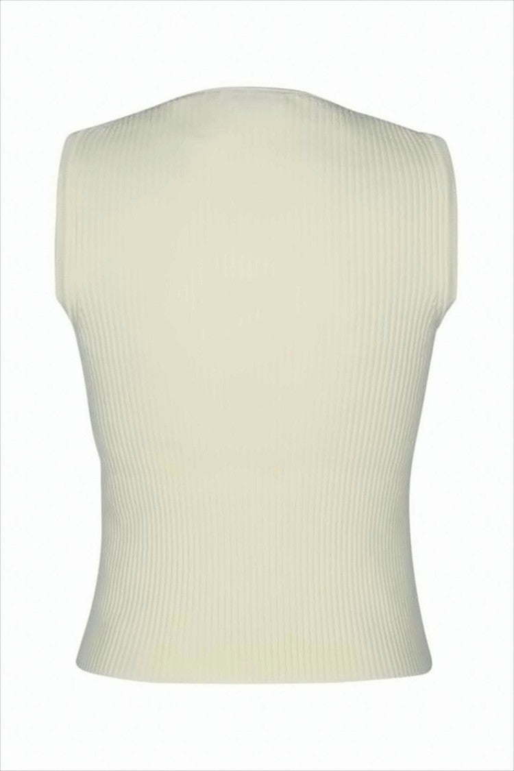 Celine Ribbed Knit Sleeveless Top With Cropped Fit