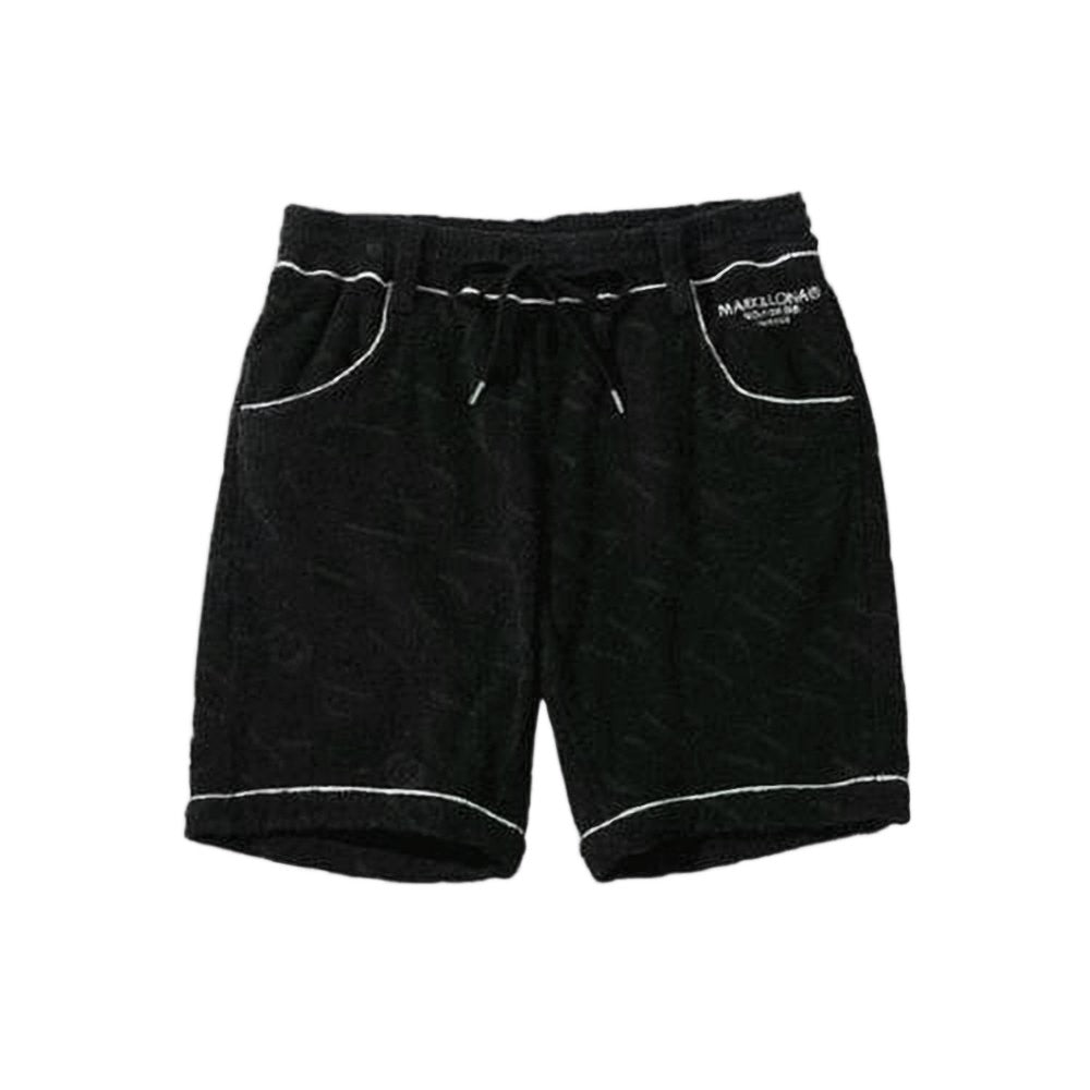 Mark&Lona Textured Black Shorts With Contrasting Piping And Logo Detail