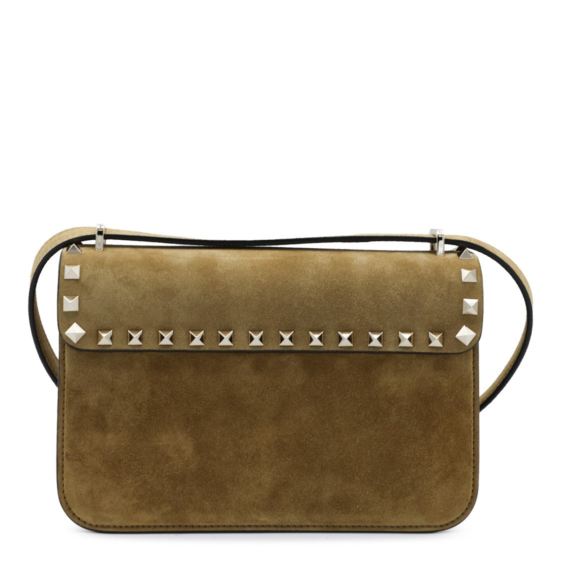 Valentino Garavani Rectangular Suede Shoulder Bag With Silver Pyramid Studs