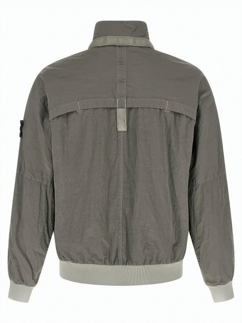 Stone Island Jacket With High Collar And Tonal Panel Detailing