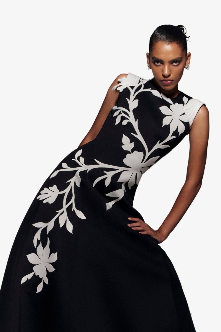 Saiid Kobeisy Neoprene Dress With Floral  Embroidery