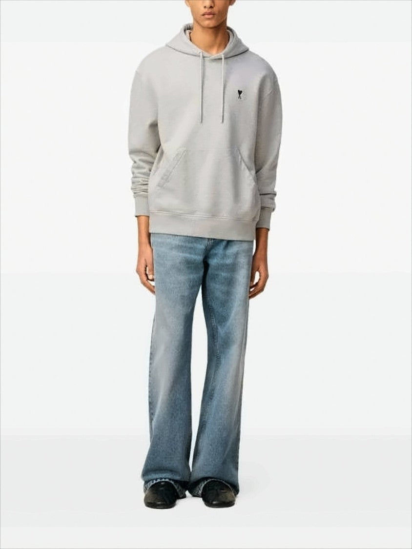 Ami Paris Soft Cotton Hoodie With Adjustable Drawstring
