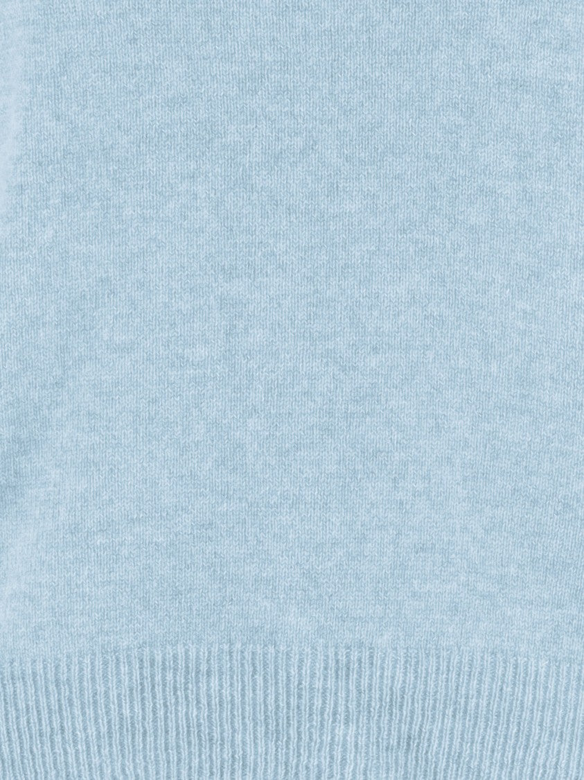 Allude Light Blue Ribbed Crewneck Cashmere Sweater