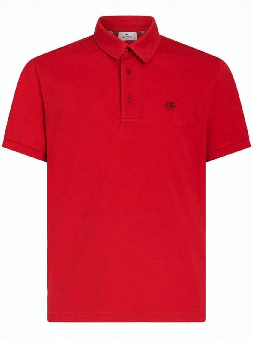 Etro Solid Red Polo Shirt With Classic Collar