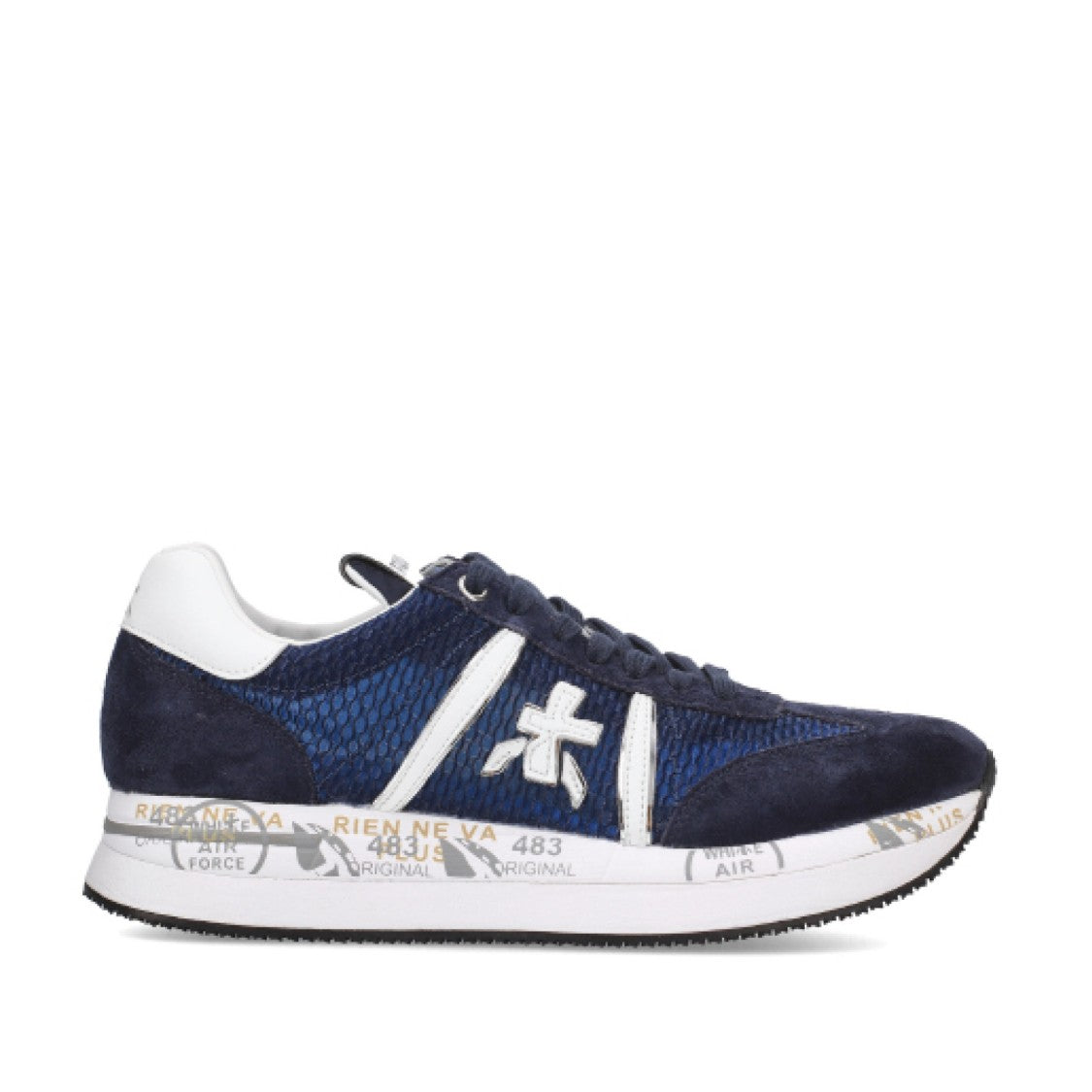 Premiata Suede And Blue Fabric Conny Sneakers