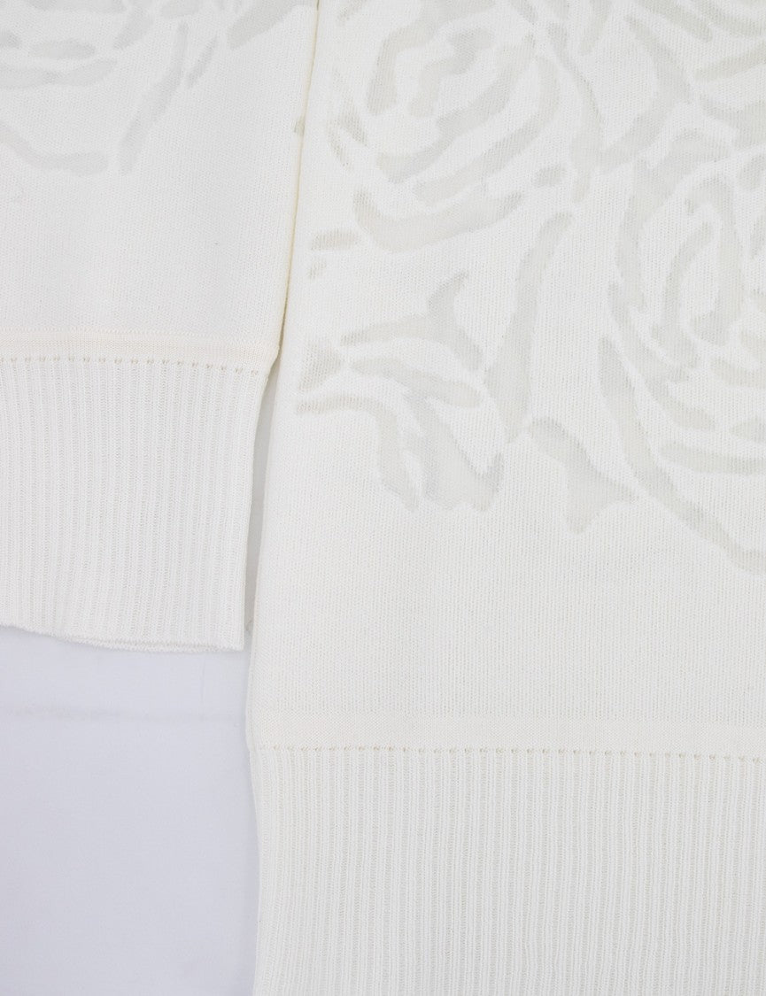 Ermanno Scervino Long-Sleeved Cotton Knit Cardigan With Rose Pattern