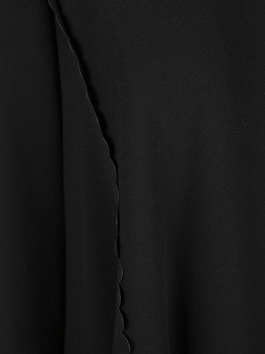 Forte Forte Black Dress With Loose Silhouette And Scalloped Edges