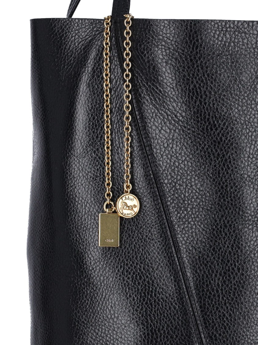 Chloé Black Spin Textured Leather Tote
