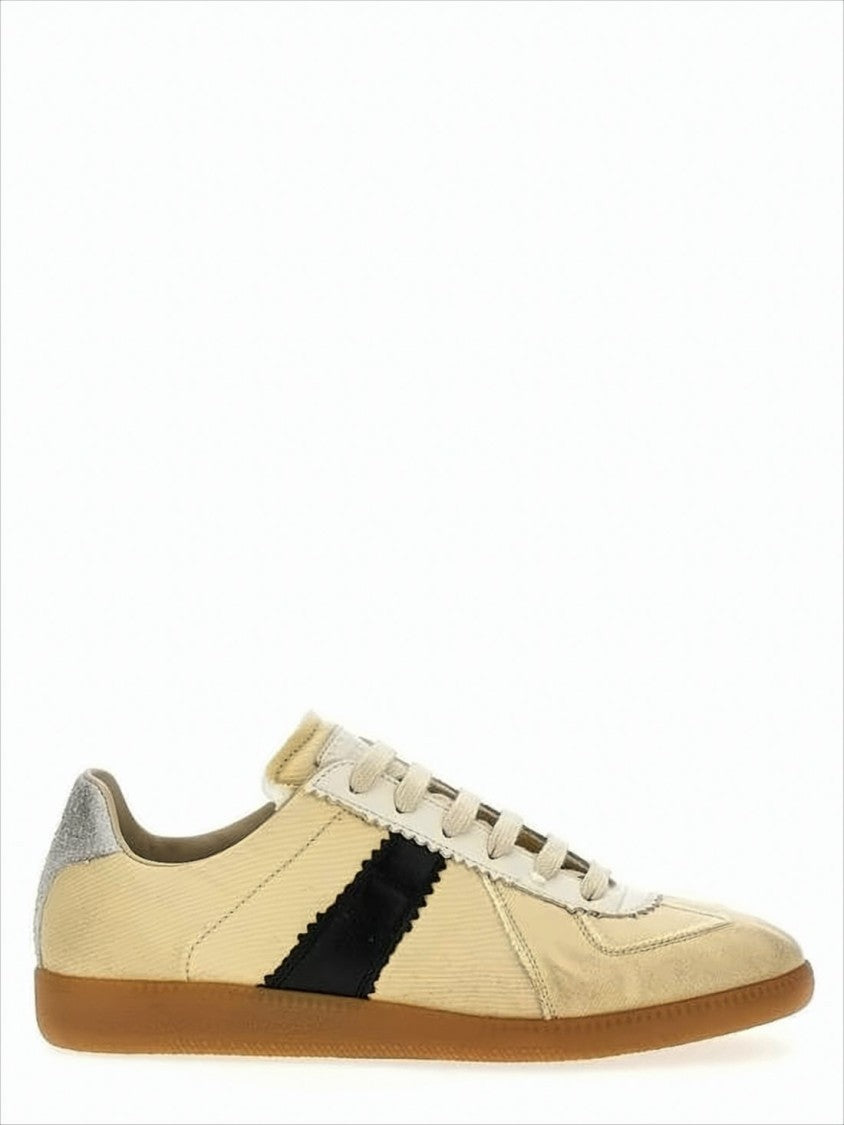 Maison Margiela Low-Top Sneakers With Suede Overlays And Zigzag Detail