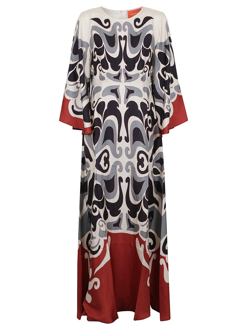 La Double J Silk Midi Dress With Abstract Pattern