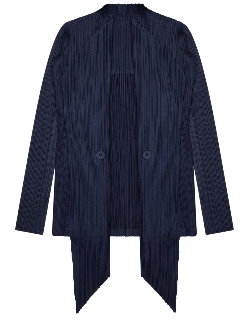 Pleats Please Issey Miyake Pleated Asymmetrical Cardigan