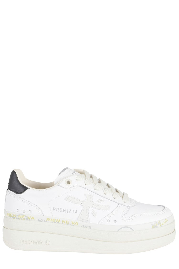 Premiata White Micol 8197 Side-Logo Leather Sneakers