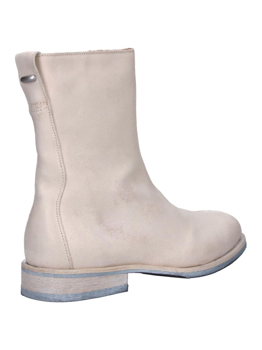 Our Legacy White Leather Ankle Boots With Rounded Toe