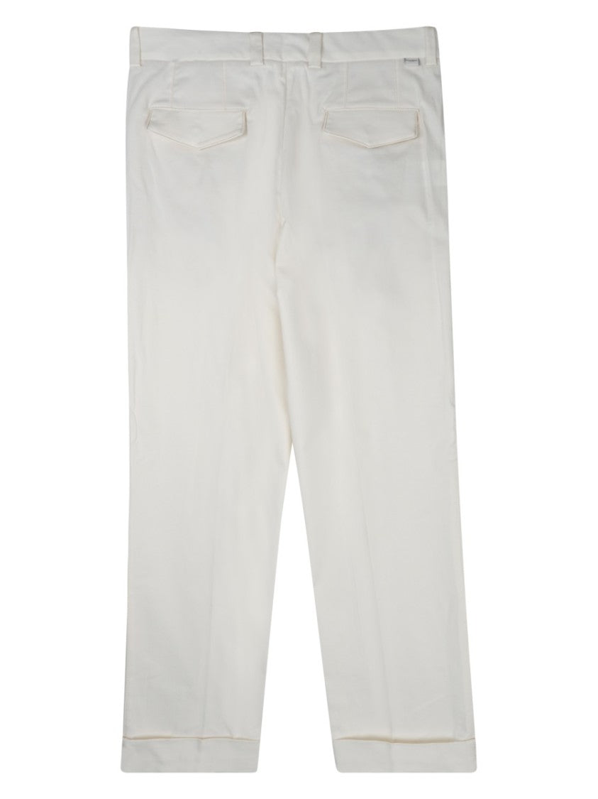 Paolo Pecora Milano Cropped Tailored Trousers With Button Closure And Pocket Detailing
