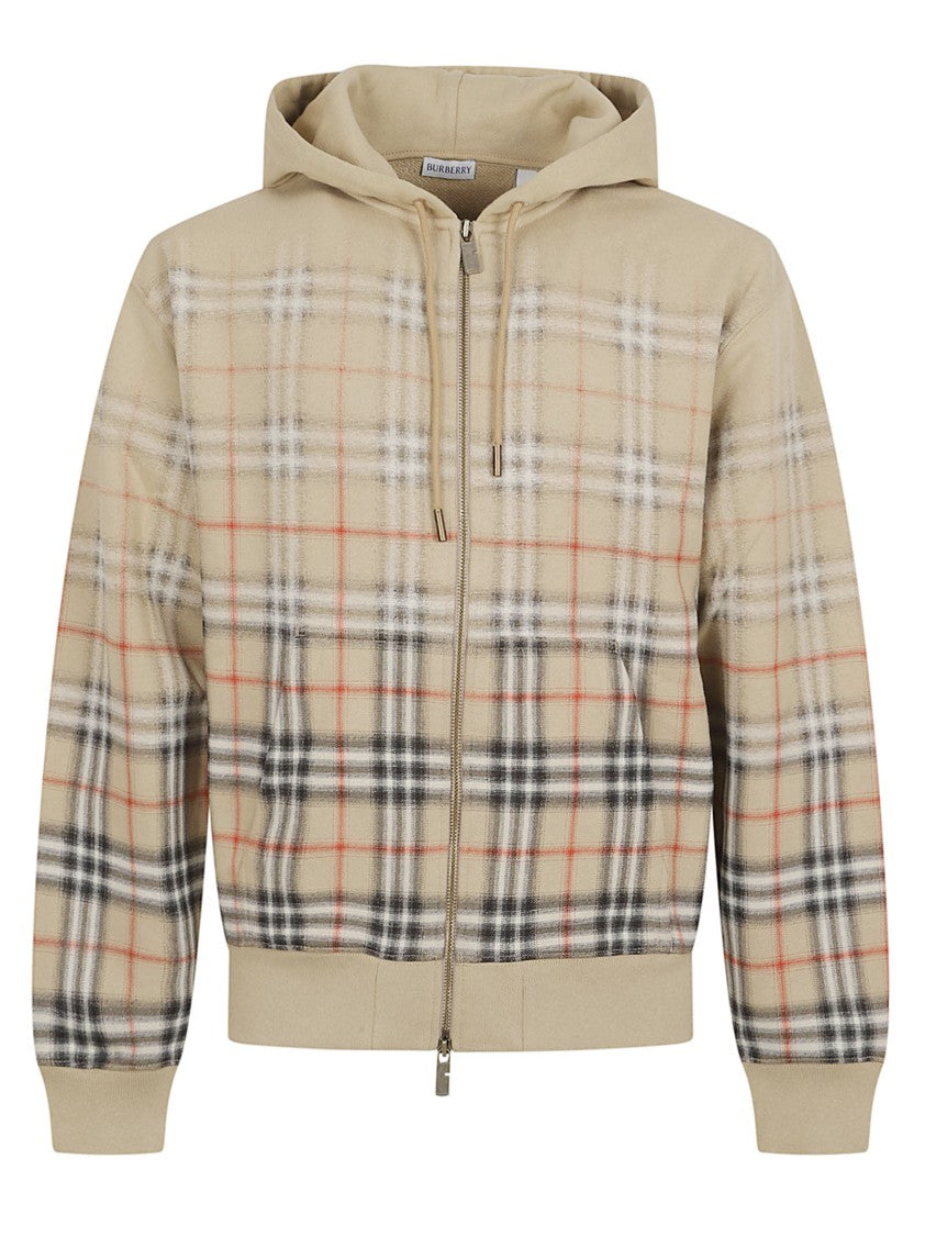 Burberry Gradient Check Cotton Hooded Sweatshirt