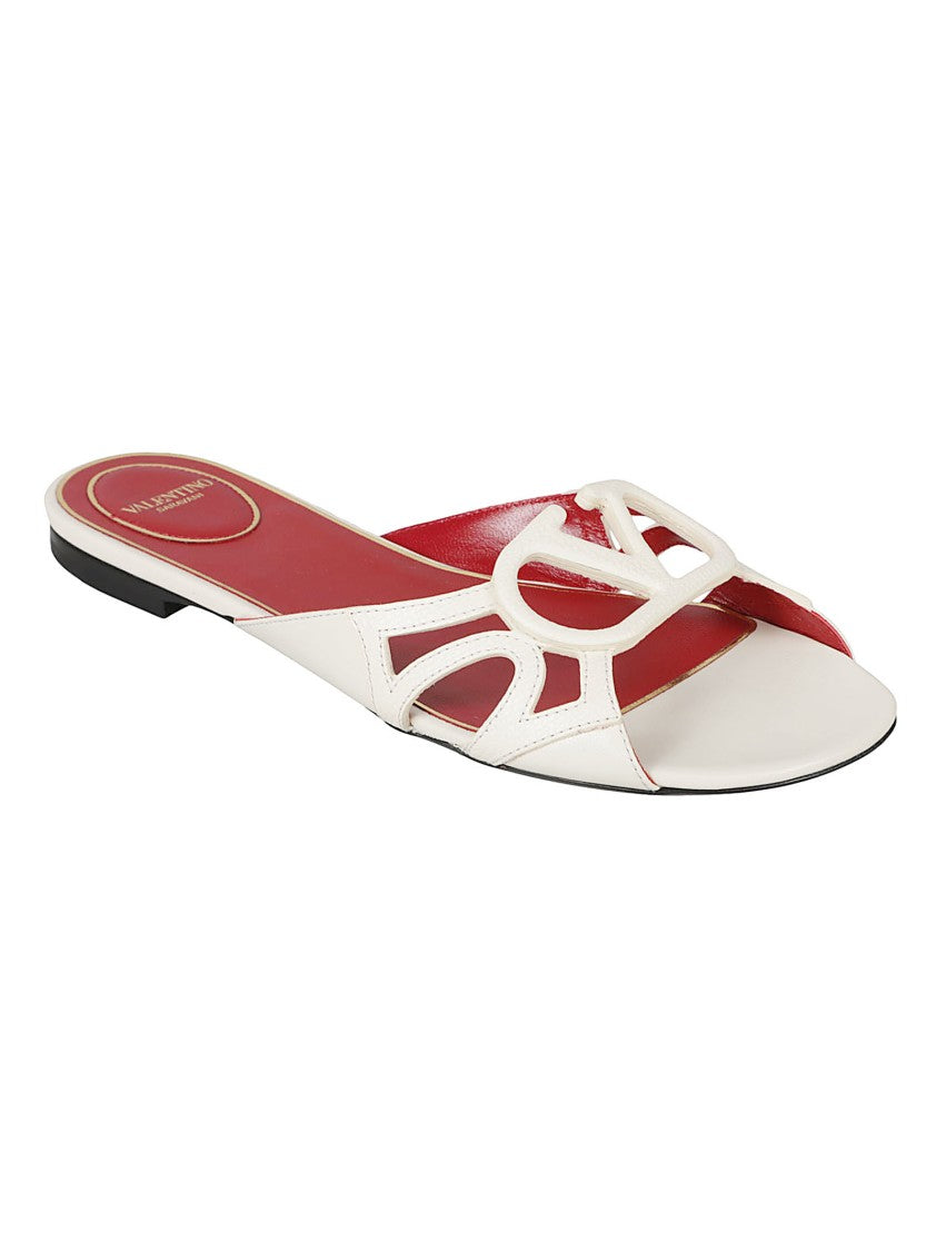 Valentino Garavani White Open-Toe Leather Sandals