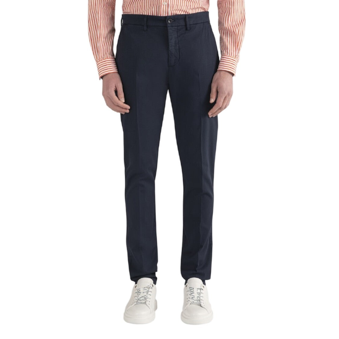 Harmont & Blaine Blue Cotton Elastane Embroidered Chino Trousers