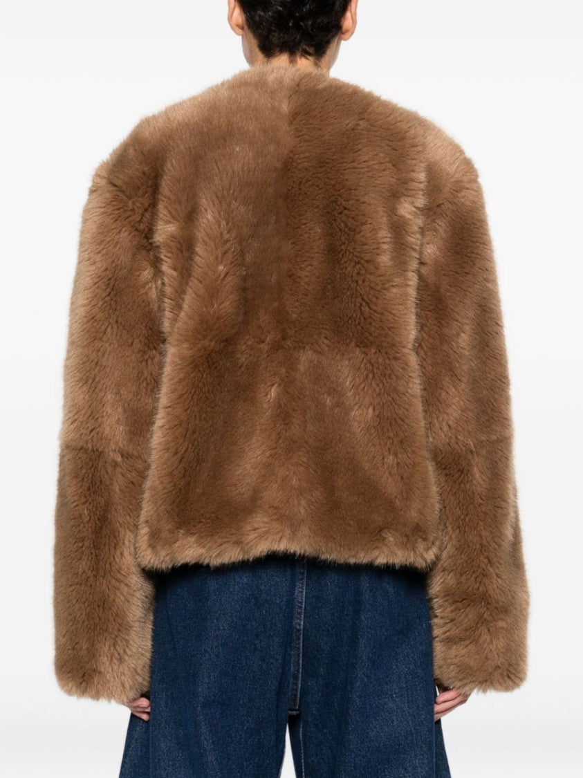 Stand Studio Cropped Faux Fur Coat With Minimalistic Design And Plush Texture