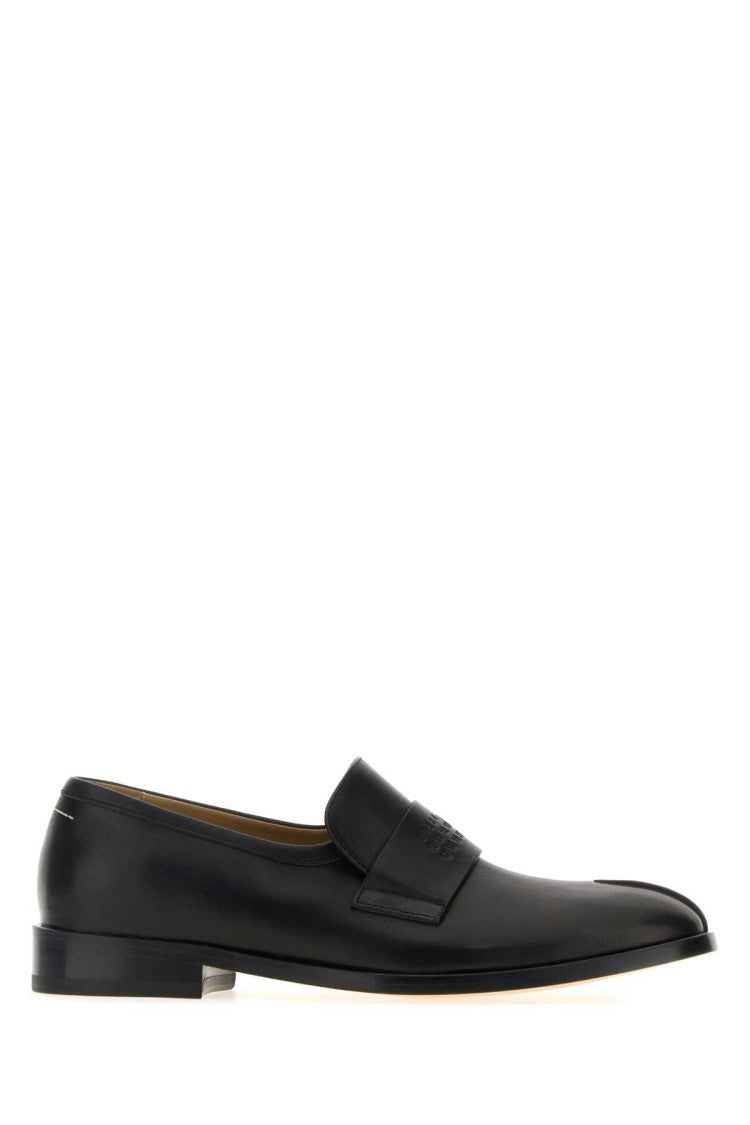 Mm6 By Maison Margiela Polished Black Leather Loafers With Classic Penny Strap
