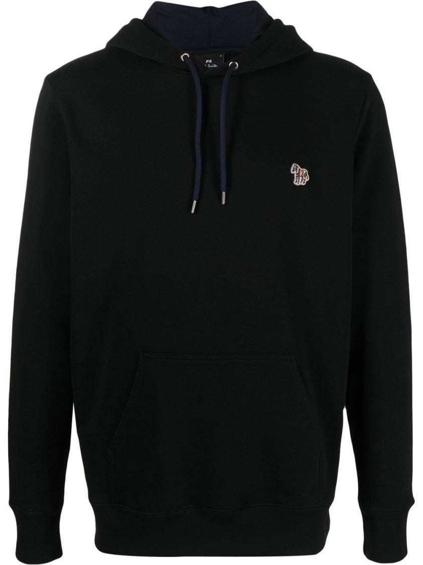 Paul Smith Pullover Black Hoodie With Colorful Zebra Logo