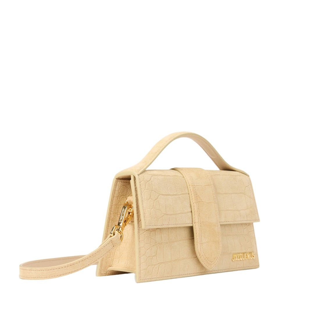 Jacquemus Beige Suede Animal Print Top Handle Bag