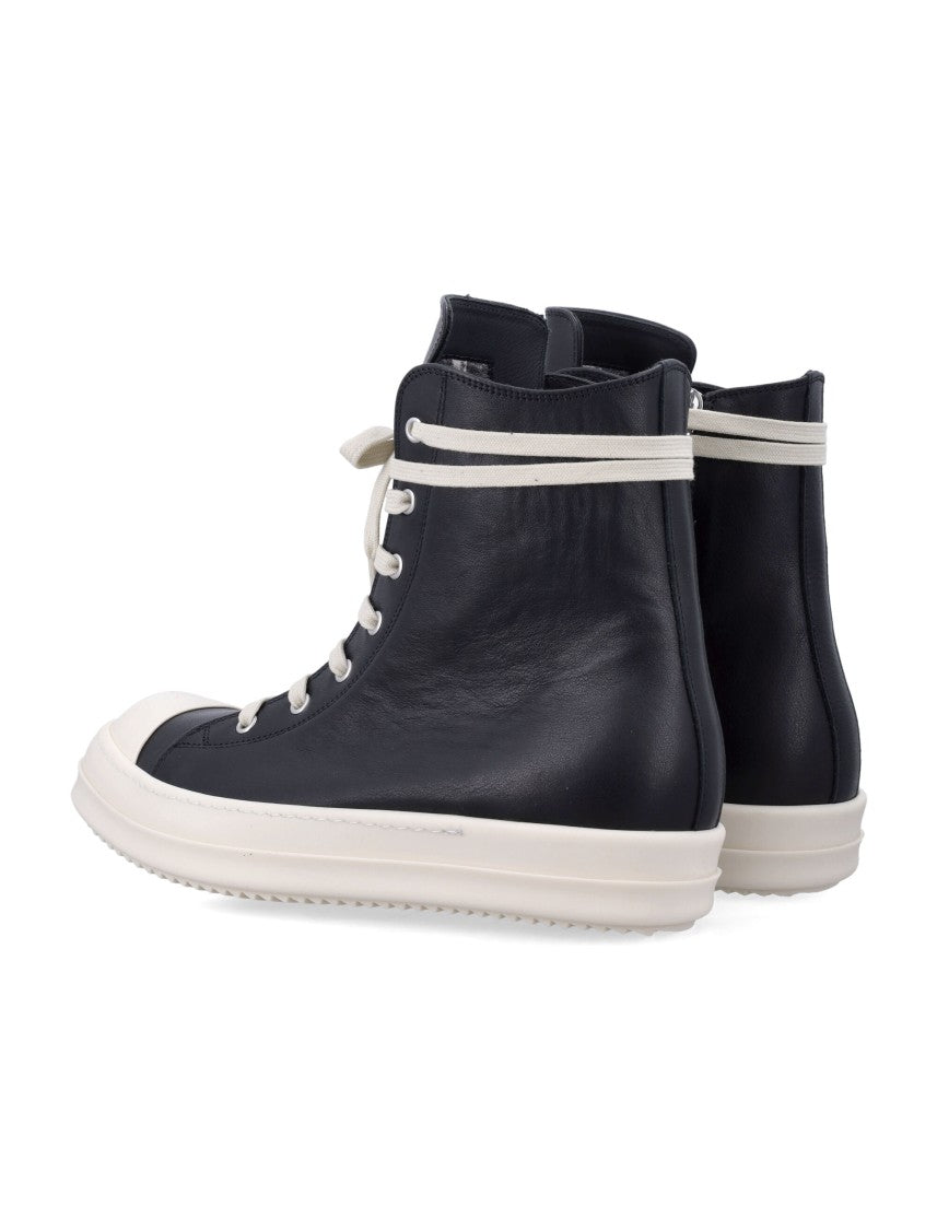 Rick Owens Leather Temple High Sneakers