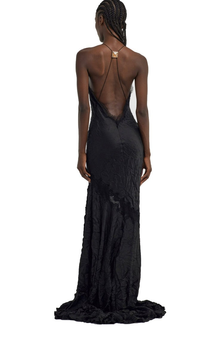 Roberto Cavalli Asymmetrical Hem Evening Dress With Crinkled Texture
