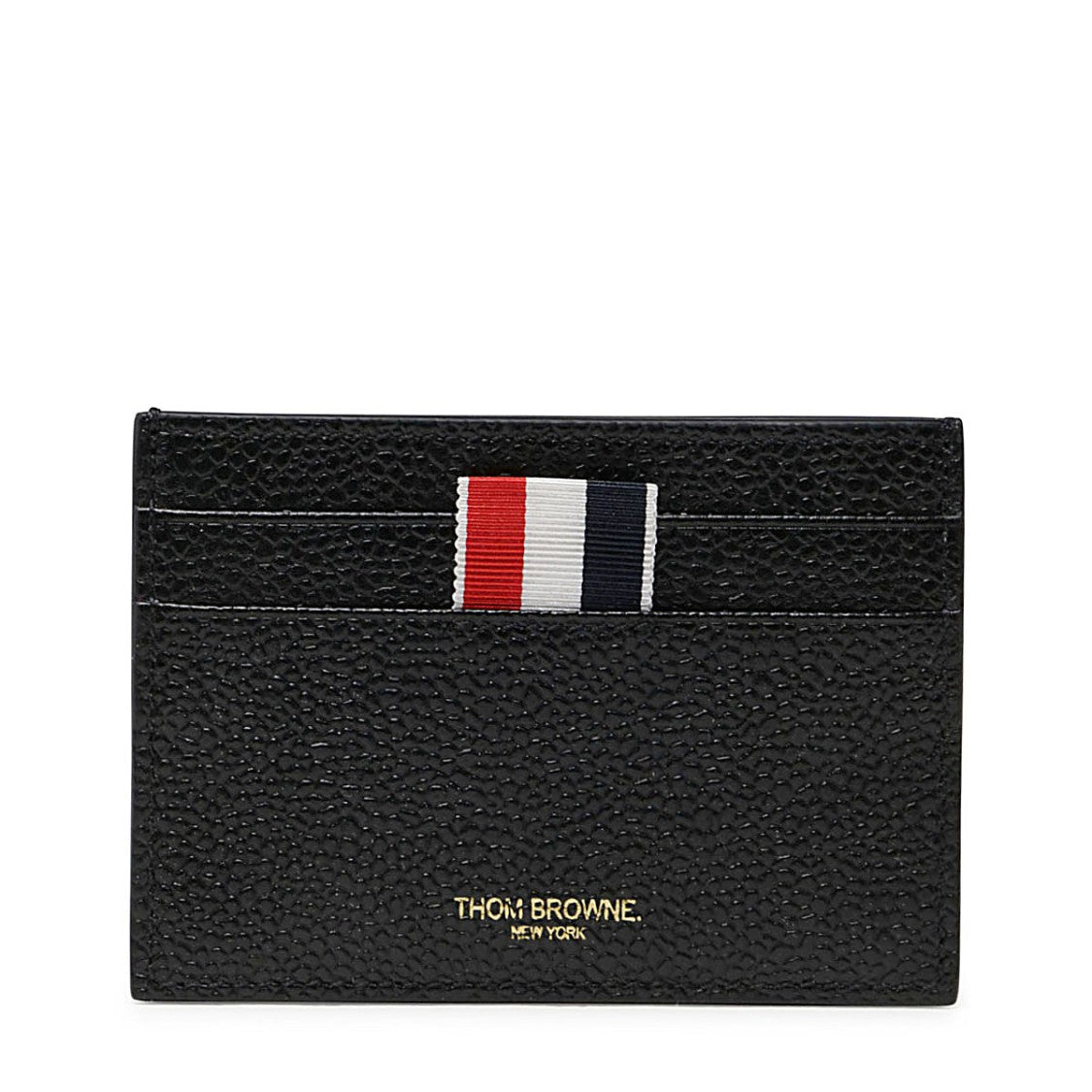 Thom Browne Black Tricolor Accent Gold Logo Leather Wallet