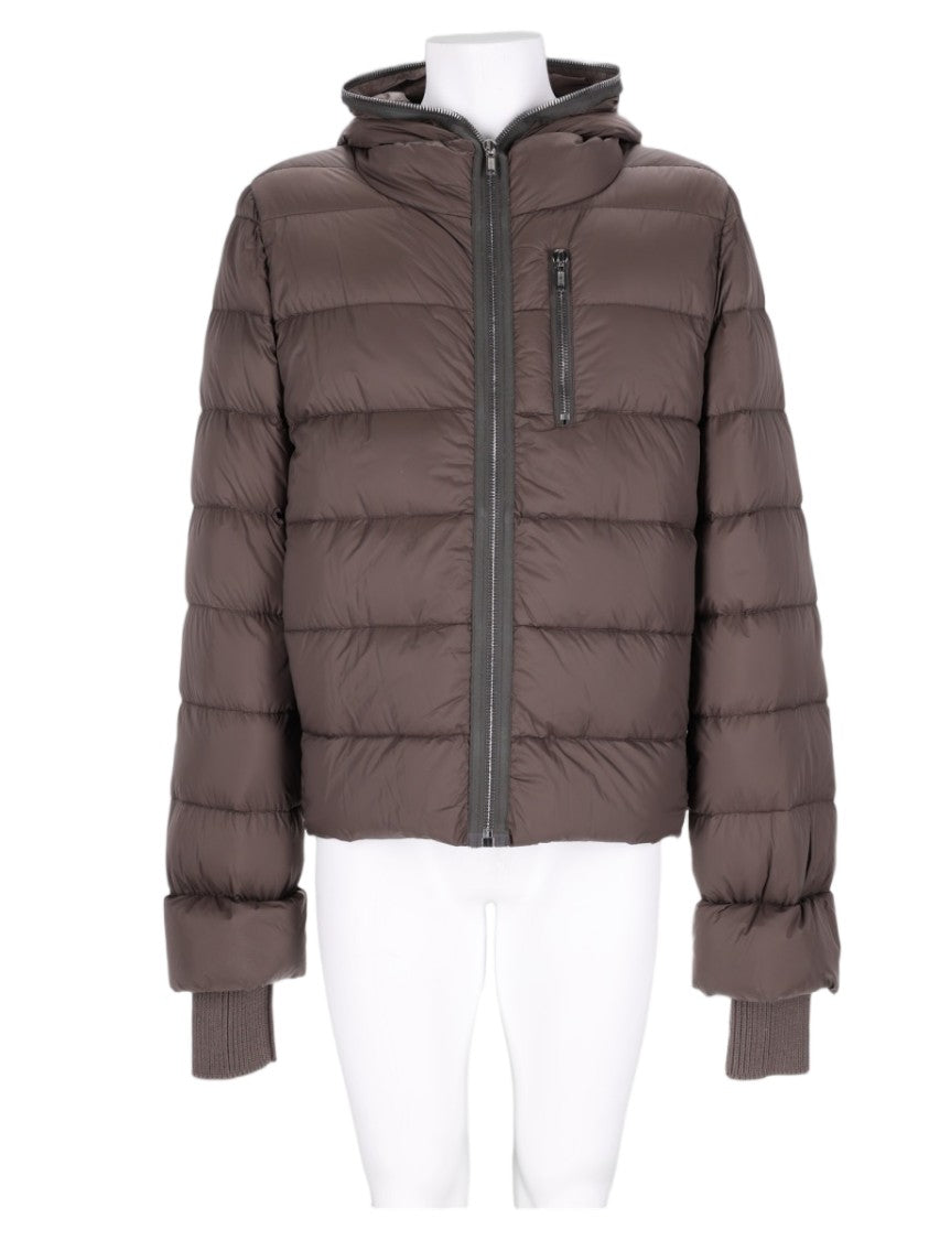 Rick Owens Cropped Padded Jacket With Horizontal Quilting And Hood