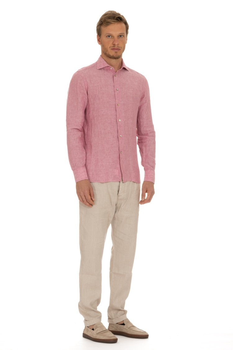 Borriello Solid Delavè Linen Tailored Shirt