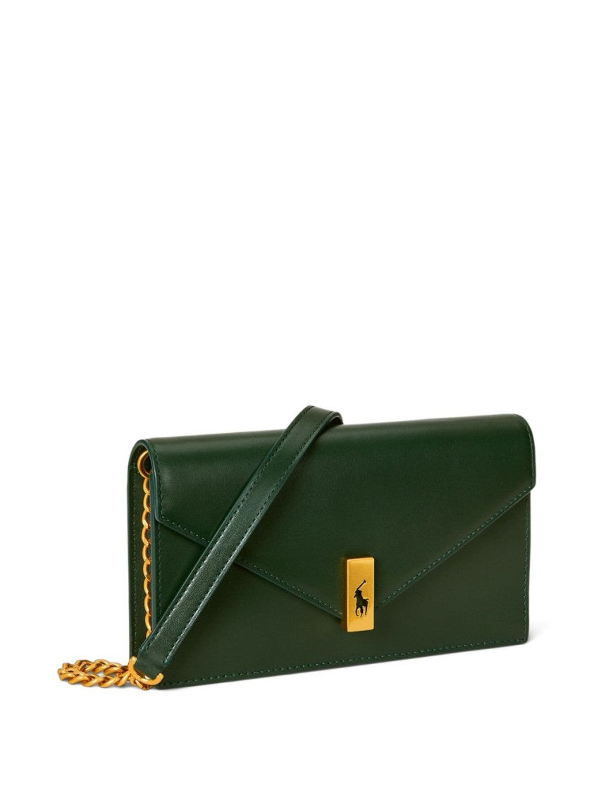 Polo Ralph Lauren Bottle Green Leather Clutch