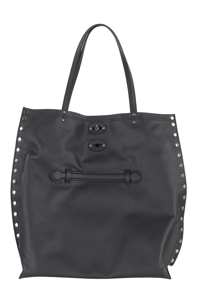 Zanellato Black A Spasso Saeta Swivel Clasp Leather Handbag
