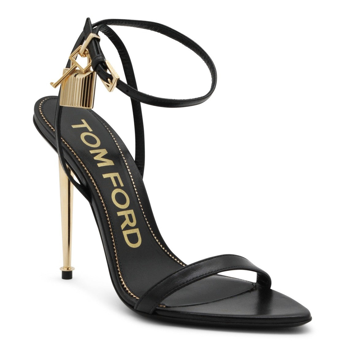 Tom Ford Black Leather Padlock Sandals