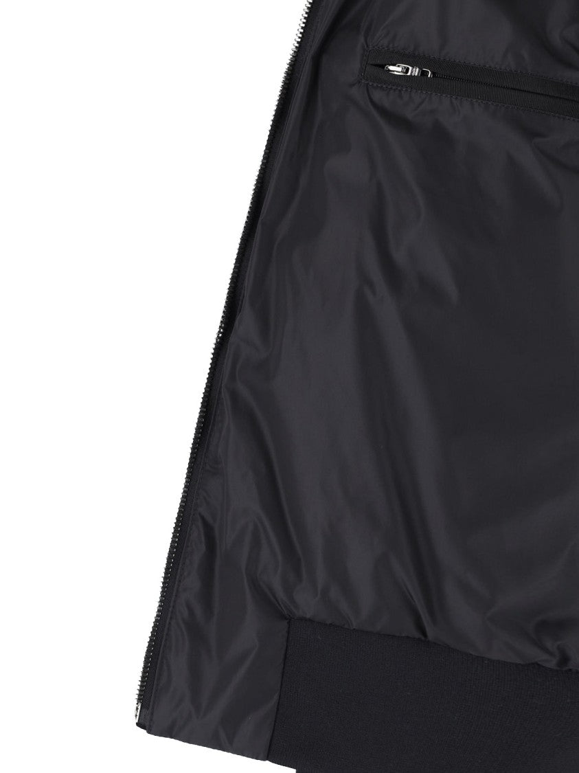 Dolce & Gabbana Black Sleek Ribbed Trim Bomber Jacket