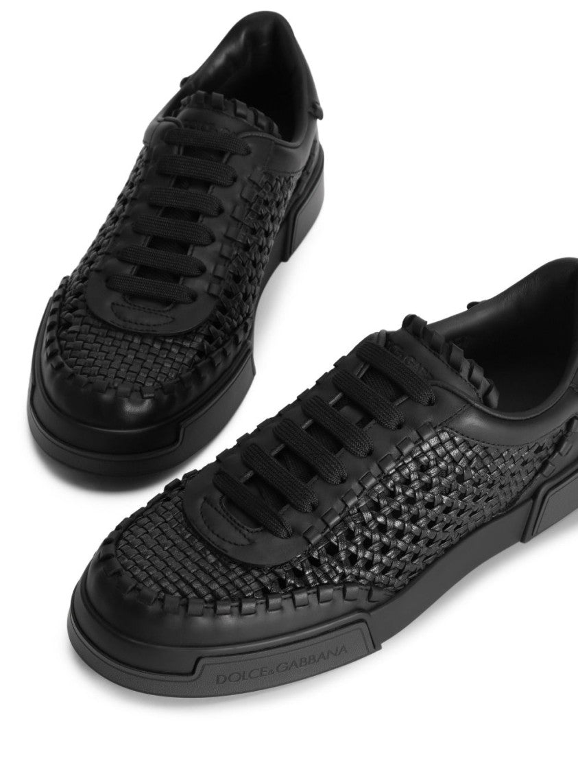 Dolce & Gabbana Interwoven Design Sneakers With Lace-Up Fastening