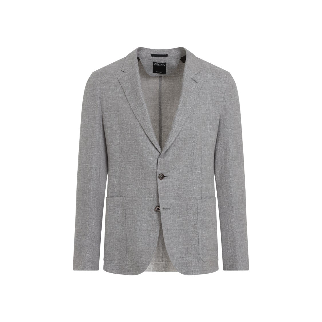 Zegna Lightweight Grey Tailored Jacket With Notched Lapel