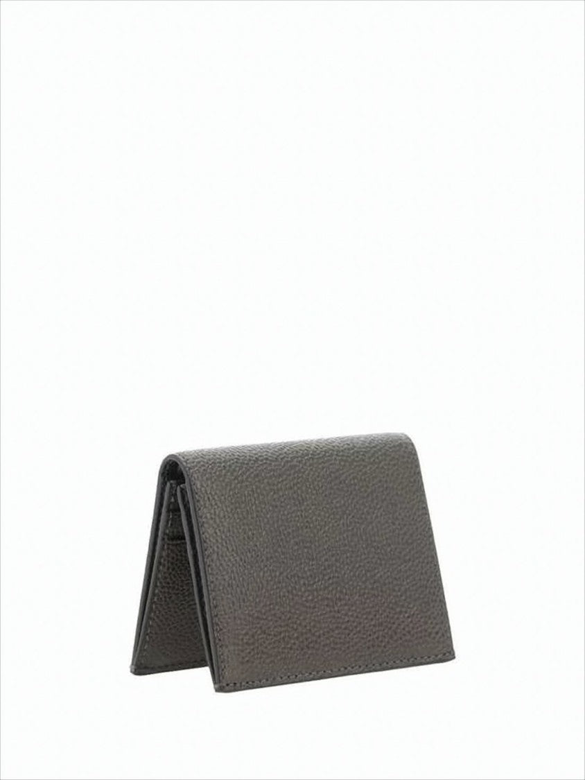 Thom Browne Compact Bifold Wallet In Textured Cowhide Leather