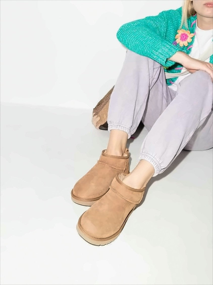 Ugg Classic Suede Mini Ankle Boots With Wool Lining