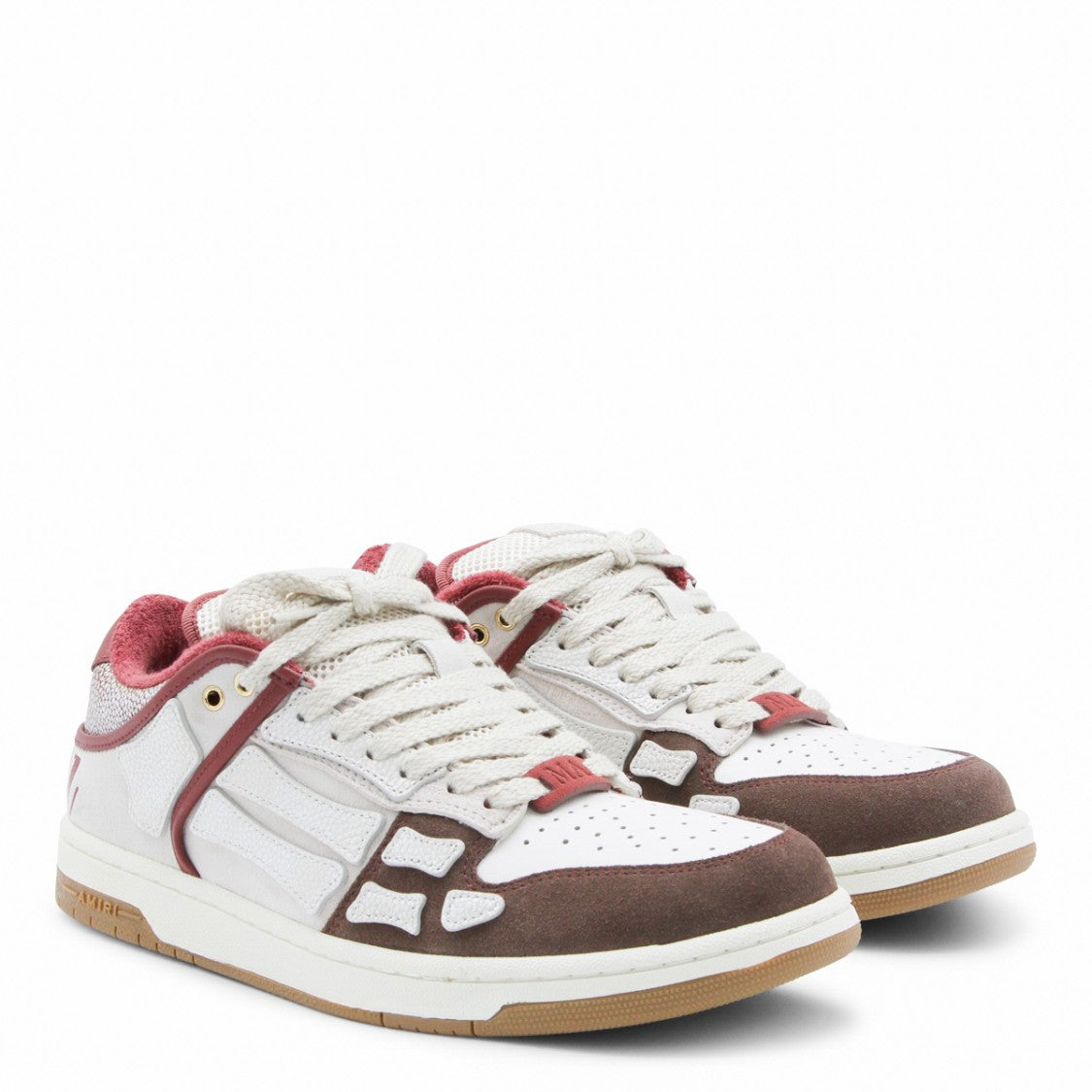 Amiri Xl Skel Low Brown And Red Leather Sneakers