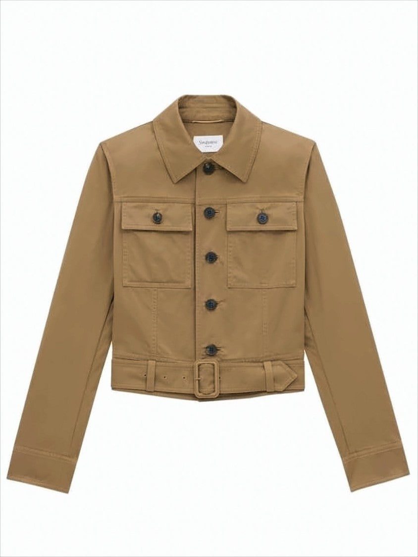 Saint Laurent Structured Cropped Jacket With Classic Collar