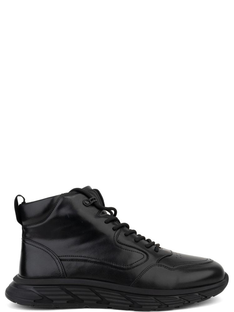 Sergio Moretti Black Smooth Leather Lace-Up Ankle Boots